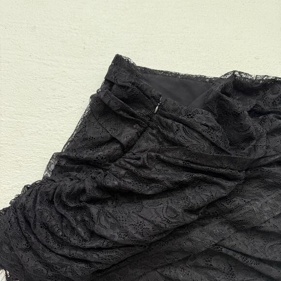 Aqua Black Lace Ruched Wrap Mini Skirt Size Medium - Picture 6 of 6